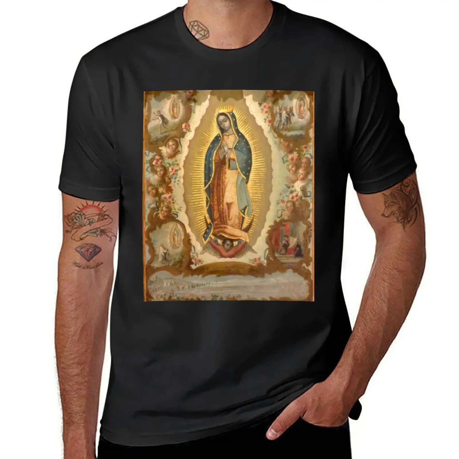 Virgin of Guadalupe with the four apparitions by Juan de Sáenz T-Shirt blanks funnys sublime heavyweight t shirts for men