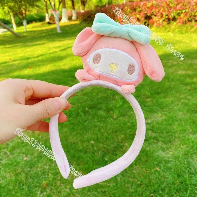 Sanrio Hair Hoop Hello Kitty Face Wash Hairband Cute Plush Cinnamoroll Hair Accessories Hairlace Kuromi Girl Student Headwear