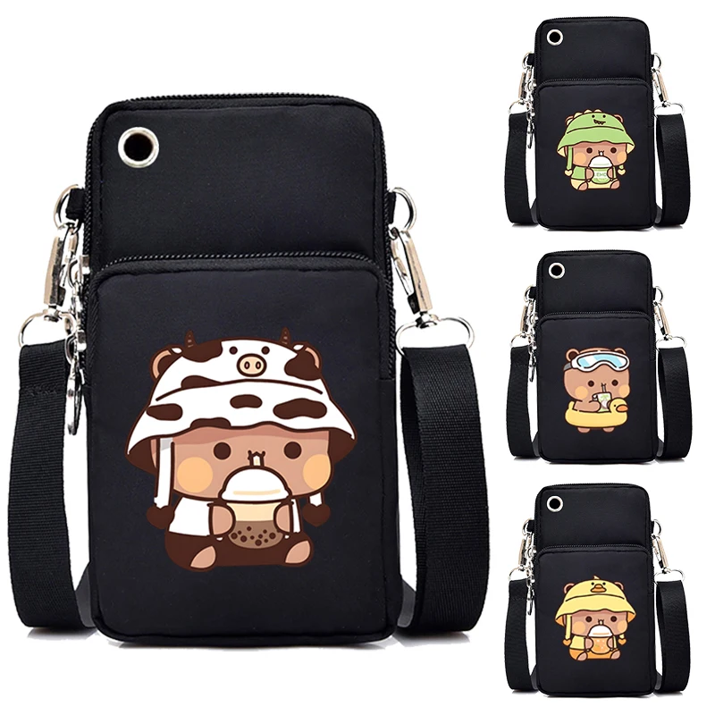 

Bubu Dudu Anime Bear Bobo Tea Mini Mobile Phone Bag Women's Messenger Bag Hanging Neck Coin Purse Vertical Small Crossbody Bag