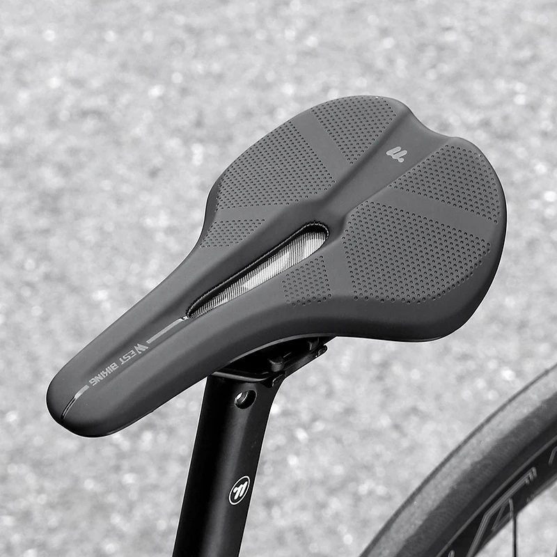 WEST BIKING Bicycle Saddle Hollow Comfortable Shockproof Cycling Seat PU Leather Non-Slip Lightweight MTB Road Bike Saddle