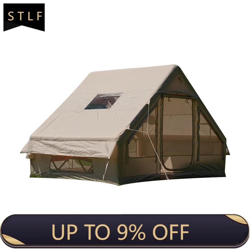 Inflatable Hot Tent 4-6 Person 4-Season Waterproof Oxford Fabric Easy Setup Glamping Tent with Stove Jack & Carry Bag