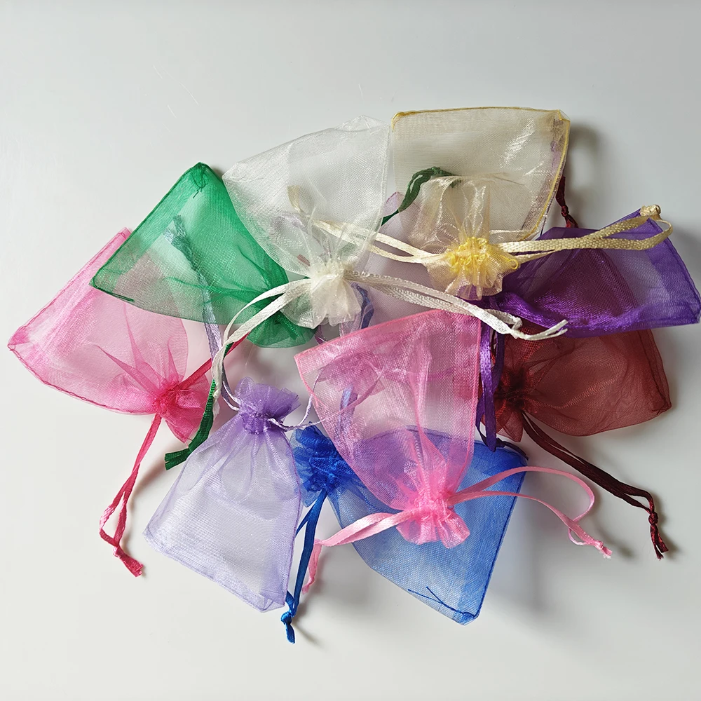 25/50/100pcs Organza Gift Bag Multicolor Drawstring Pouches For Candy Jewelry Bag Packing Wedding Gift Bags Organza Bag