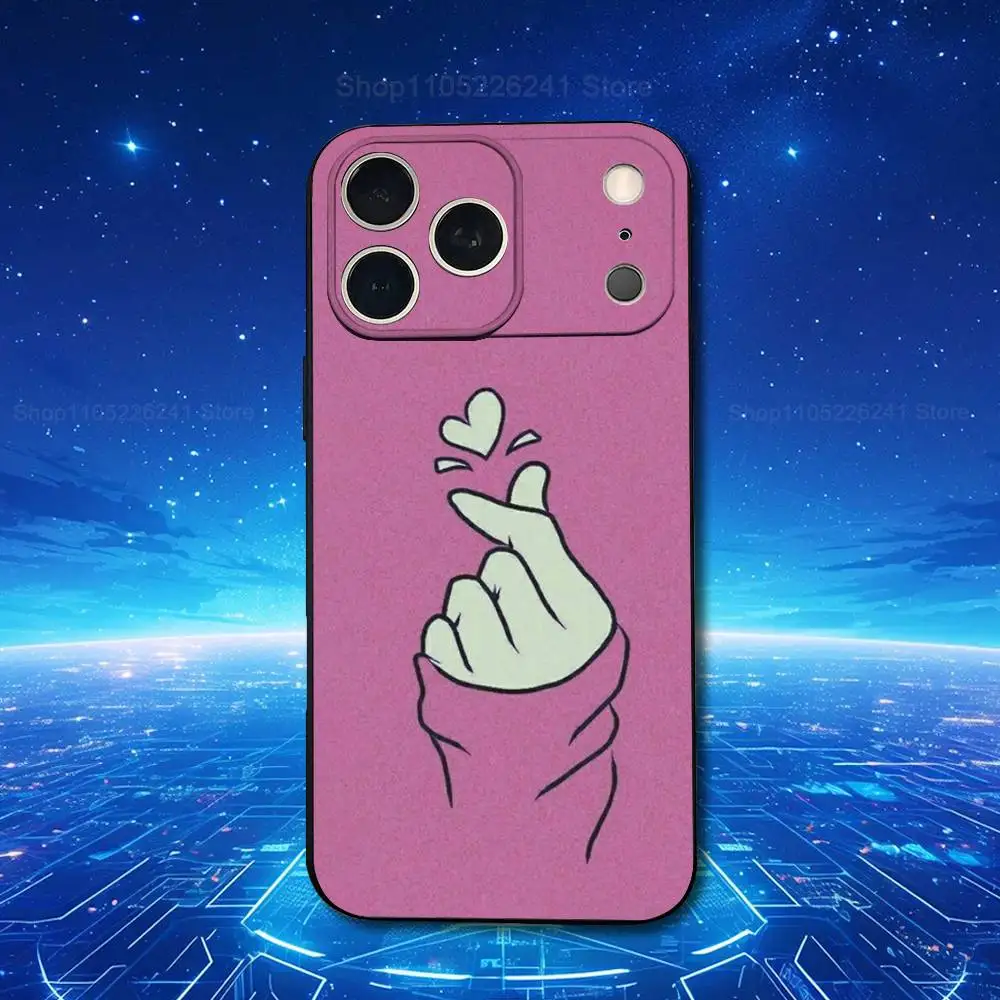 Cute Heart Art Phone Case For iPhone 17,16,15,14,13,12,11,Plus,Pro Max,XS,X,XR,SE,Mini,8,7,Soft Silicone Black