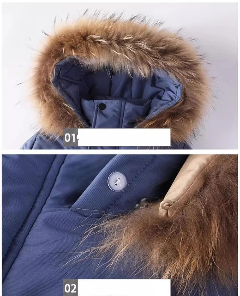 Winter Down Jacket For Children Thick Warm Faux Fur Hooded Coat Lengthen Windproof Winter Cotton Clothes Kid\'s Padded Jacket