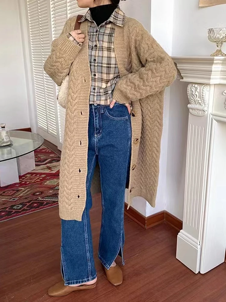 

Fashion Cardigan Knitted Women Long Sweaters Coat New Autunm Winter Office Long Sleeve Sweater Casual Loose Elegant Clothing