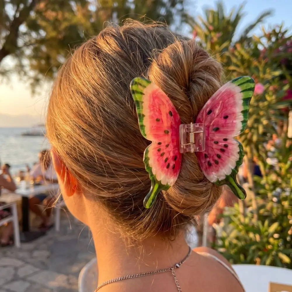 Creative Hairpin Butterfly Hair Claw Animals Cartoon Plastic Shark Clip Large PVC Watermelon-Patterned Hair Clip Summer