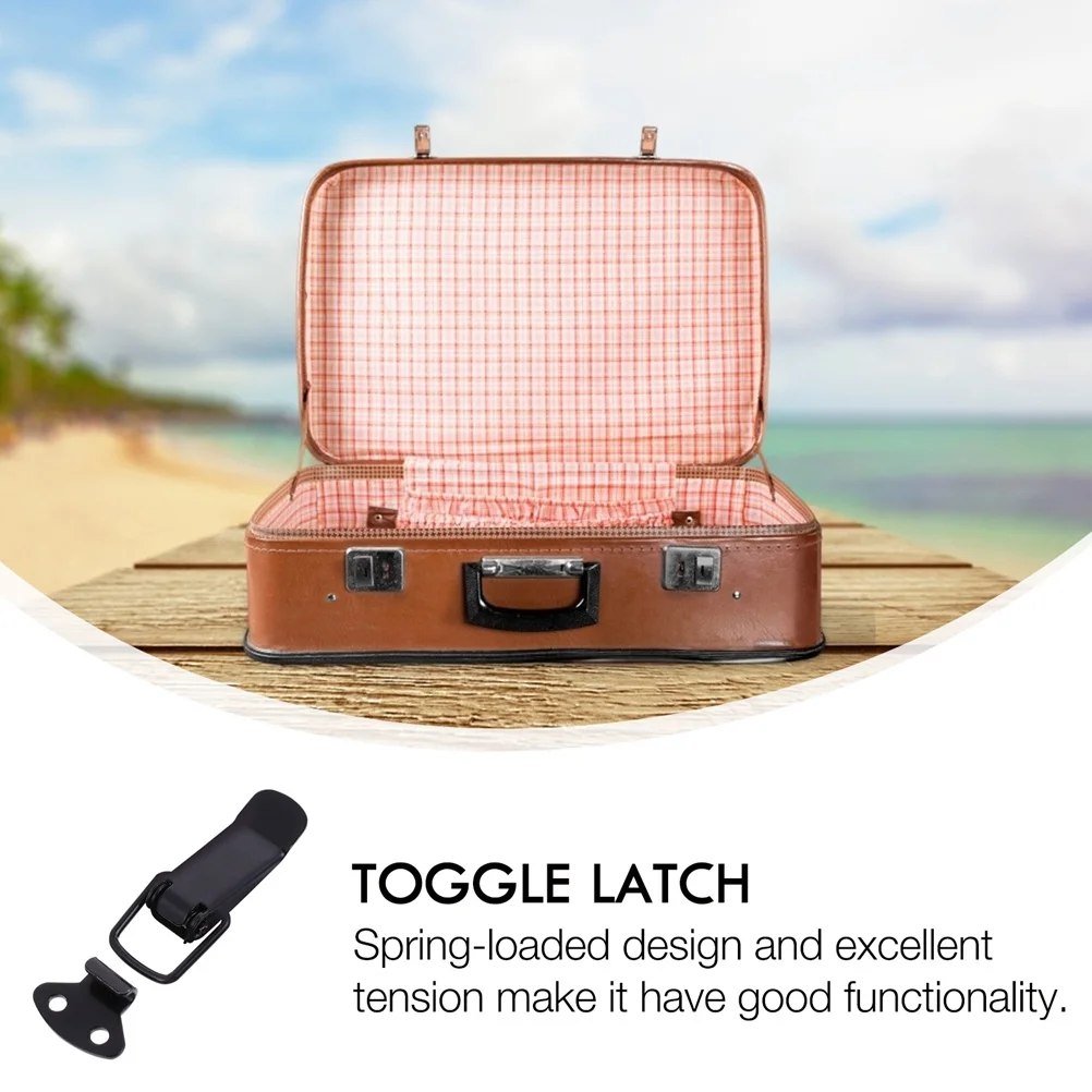 

6Pcs Stainless Steel Black Toggle Latch Spring Loaded Hasp Lock for Wooden Cases Drawers Metal Toggle Latch Hasp Lock