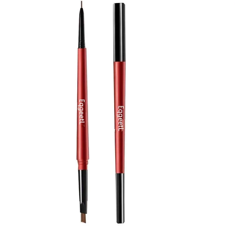 Lápiz de cejas superfino de doble cabeza Natural, maquillaje de larga duración, resistente al agua, pintura Dual, negro, marrón, 1 piezas