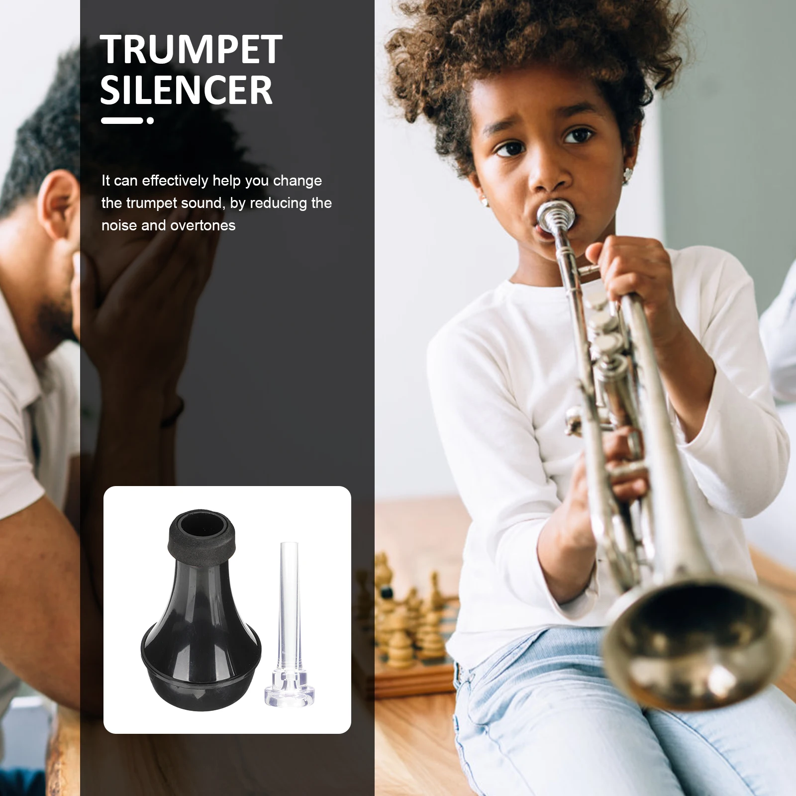 

Mini Voice Set ABS Trumpet Practice Mute Musical Instrument Accessory Mouthpiece Replacement Parts Straight with Lightweight