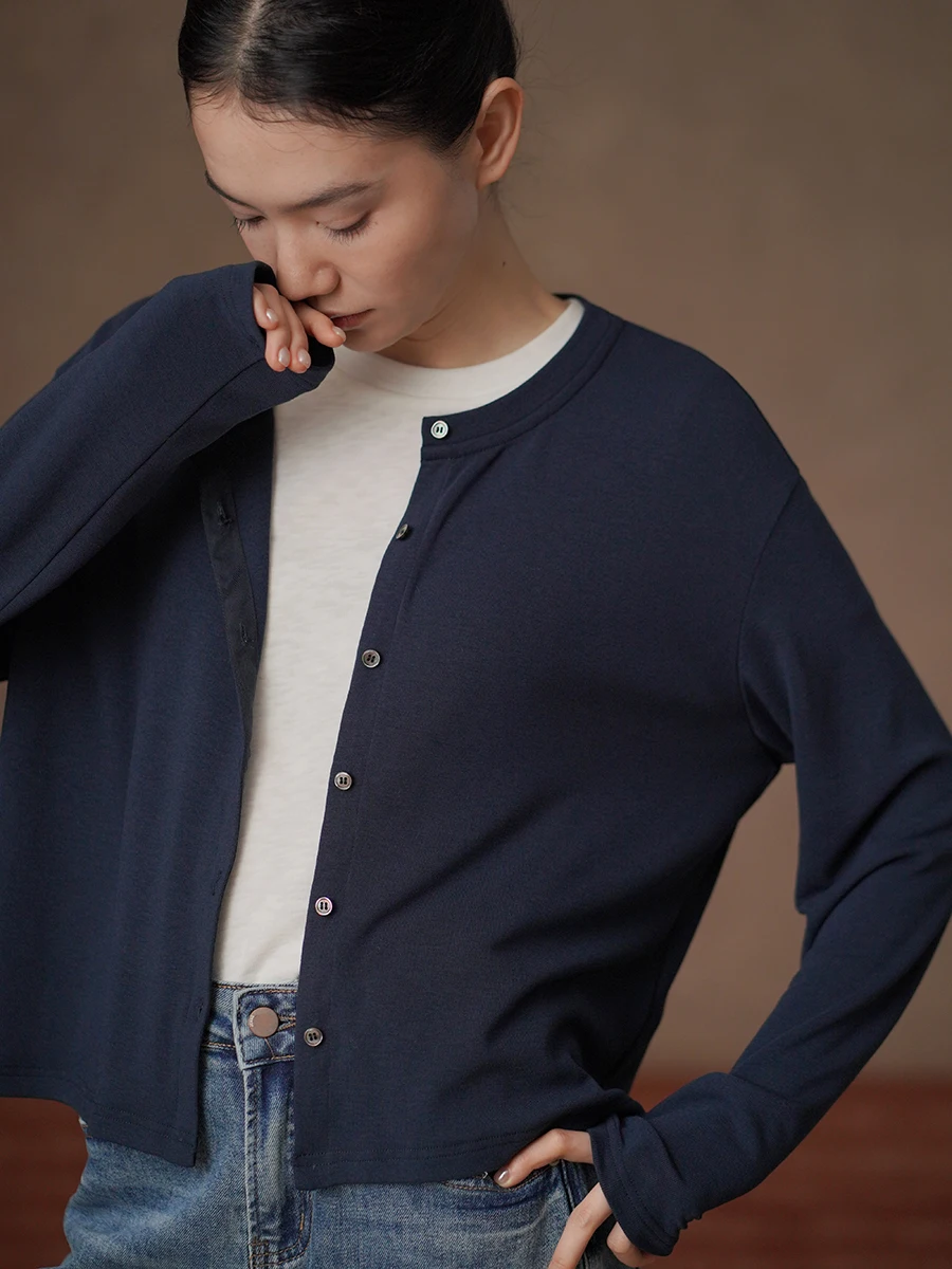 

Укороченный кардиган для похудения с круглым вырезом, практичный, мягкий, приятный для кожи, Hacikis Miss Sensory Wave Basic Ladies...