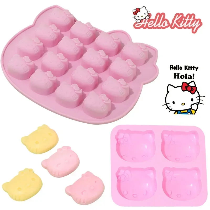 Sanrio Hello Kitty Heat Resistant Silicone Mold Chocolate Mold Shell Candy Mold DIY Cute Ice Cube Tray QQ Candy Fondant Molds