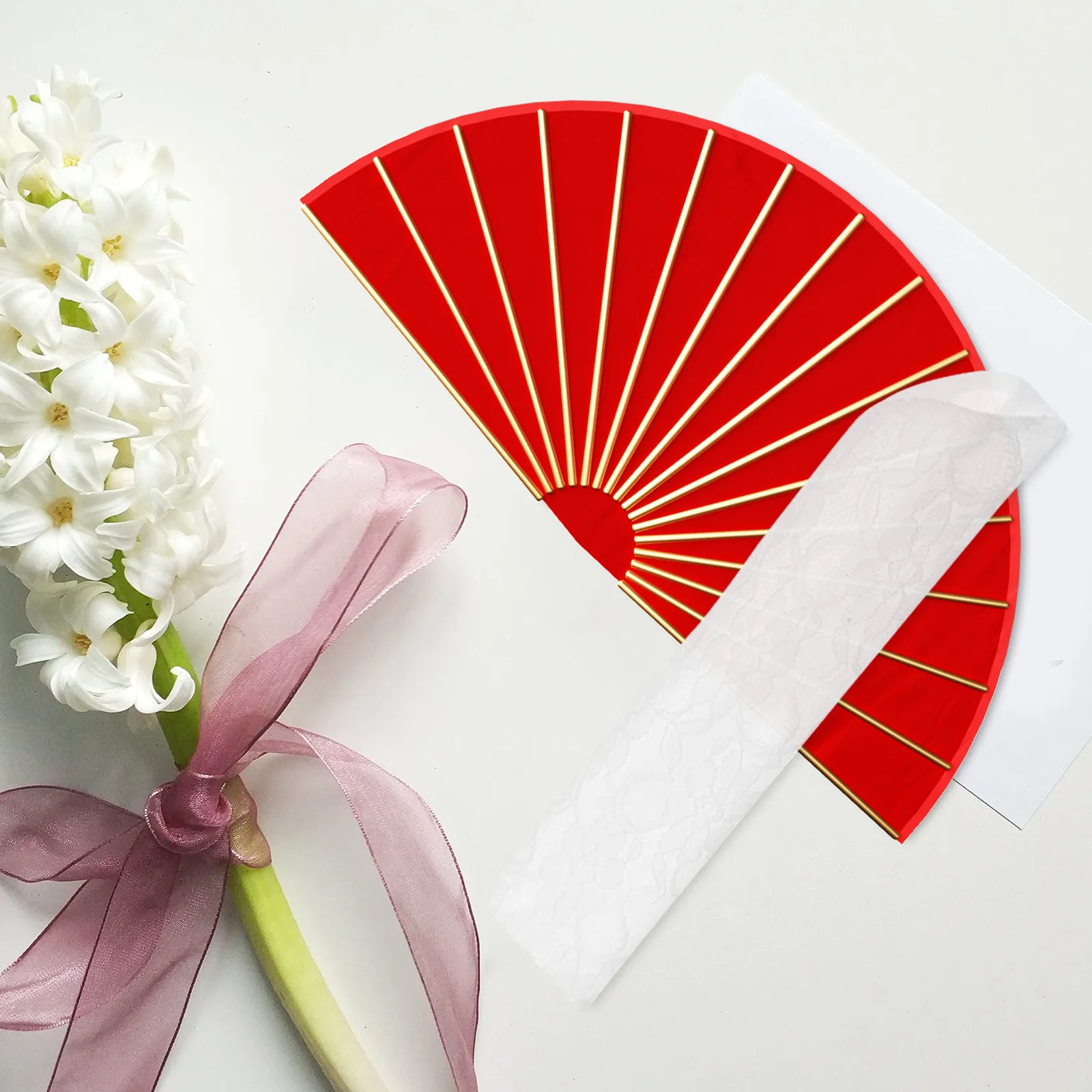 Simple Style Folding Hand Fan Bag Elegant Lace Protector Pouch Portable Storage Bag for Paper Fan Accessories Organizer