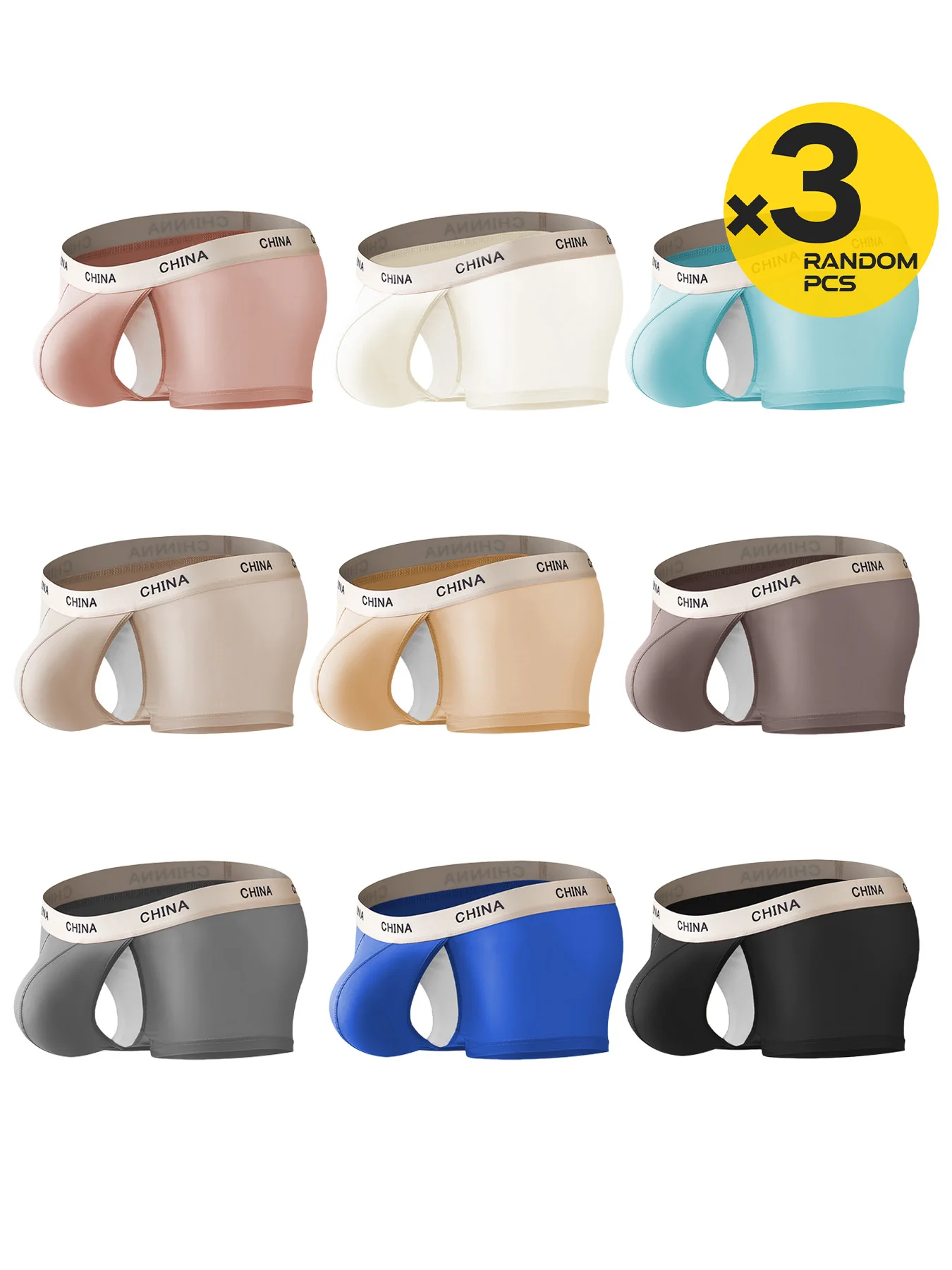 

2026 New Men's Open Front Boxer Shorts Low Waist Pouch Bulge Casual Solid Boxer Briefs 3-Pack Discounted Underwear