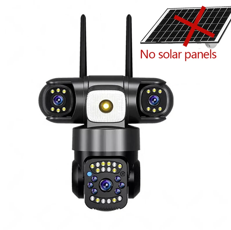 Caméra IP PTZ à trois objectifs 15MP 8K, caméra extérieure HD à trois écrans, caméra WIFI solaire, s