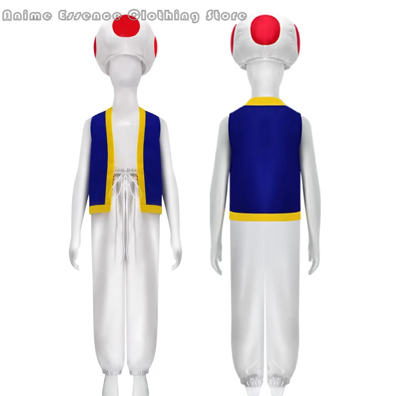 

Kinopio Toad Cosplay Hat Adult Costume Game Bros 2 Roleplay Fantasia Outfits Vest Pants Halloween Carnival Party