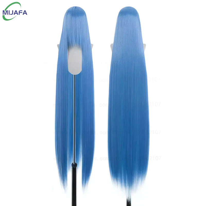 700 g hochwertige 59" 150 cm lange gerade Cosplay-Perücke mit Pony, blond, braun, rot, grün, blau, hitzebeständige Haarfarben, Anime-Perücken