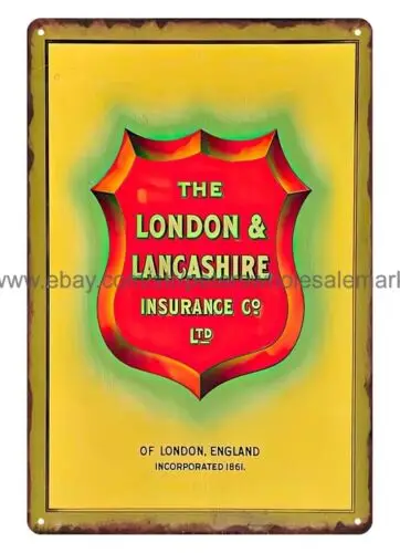 London Lancashire Insurance metal tin sign nostalgic room wall decor