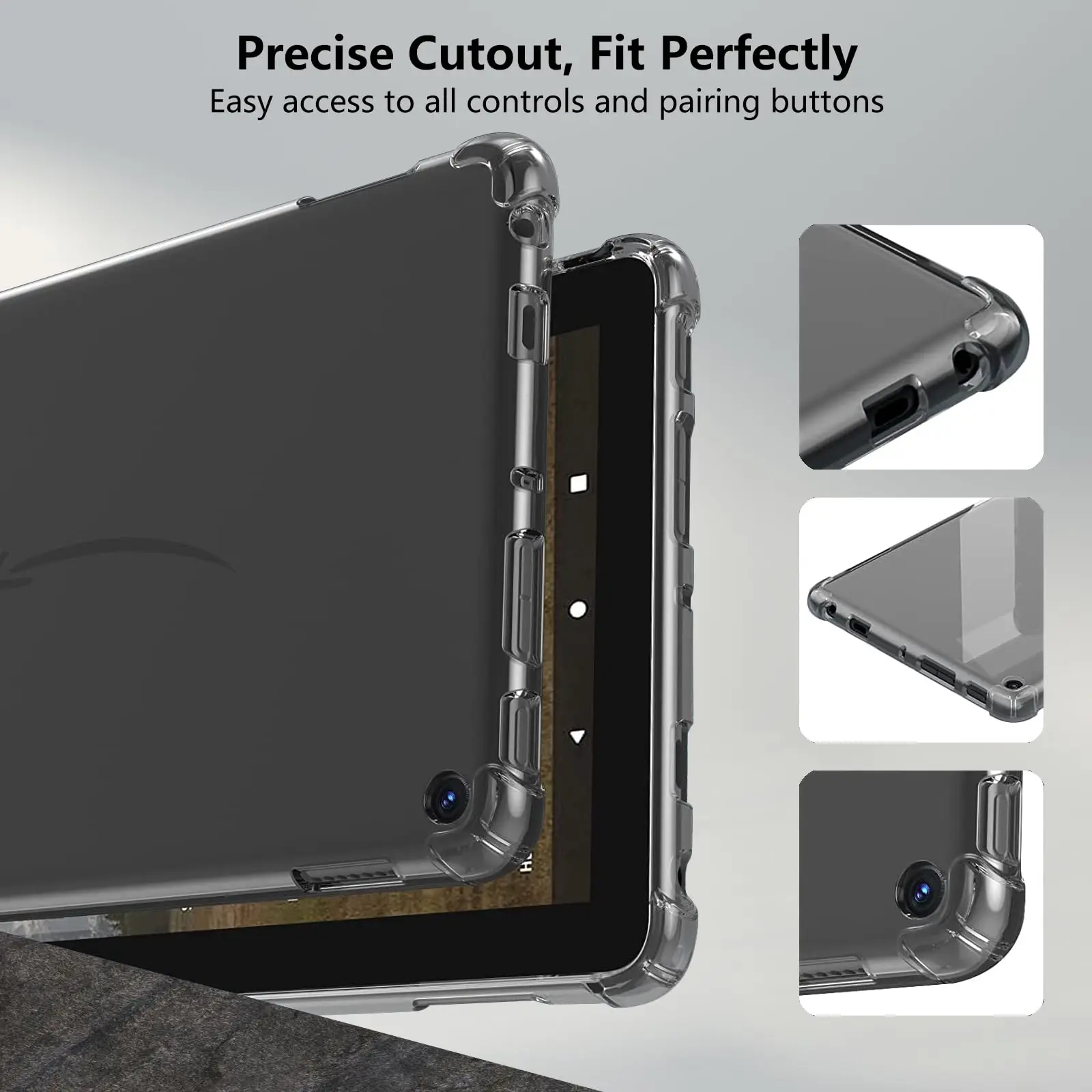 Capa transparente para Amazon Kindle Fire HD 8 / 8 Plus (versão de 12a geração 2022) Capa de TPU macia e leve à prova de choque de 8 polegadas