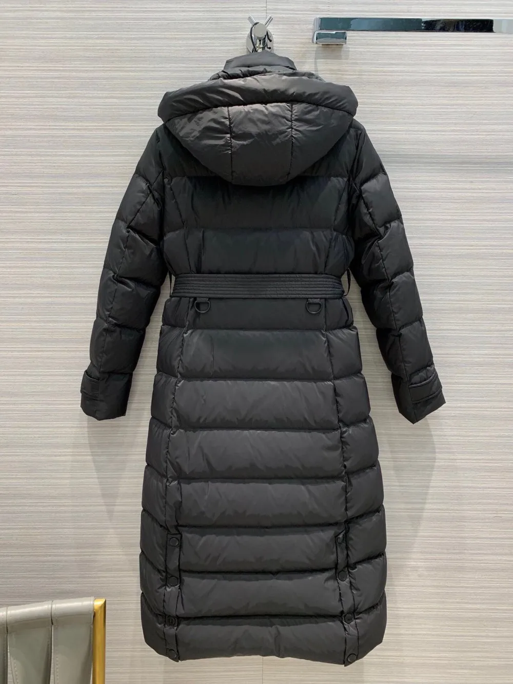 Women's Clothing High Quality Single Breasted Belt Accessories Hooded Down Jacket Winter New  NO.3