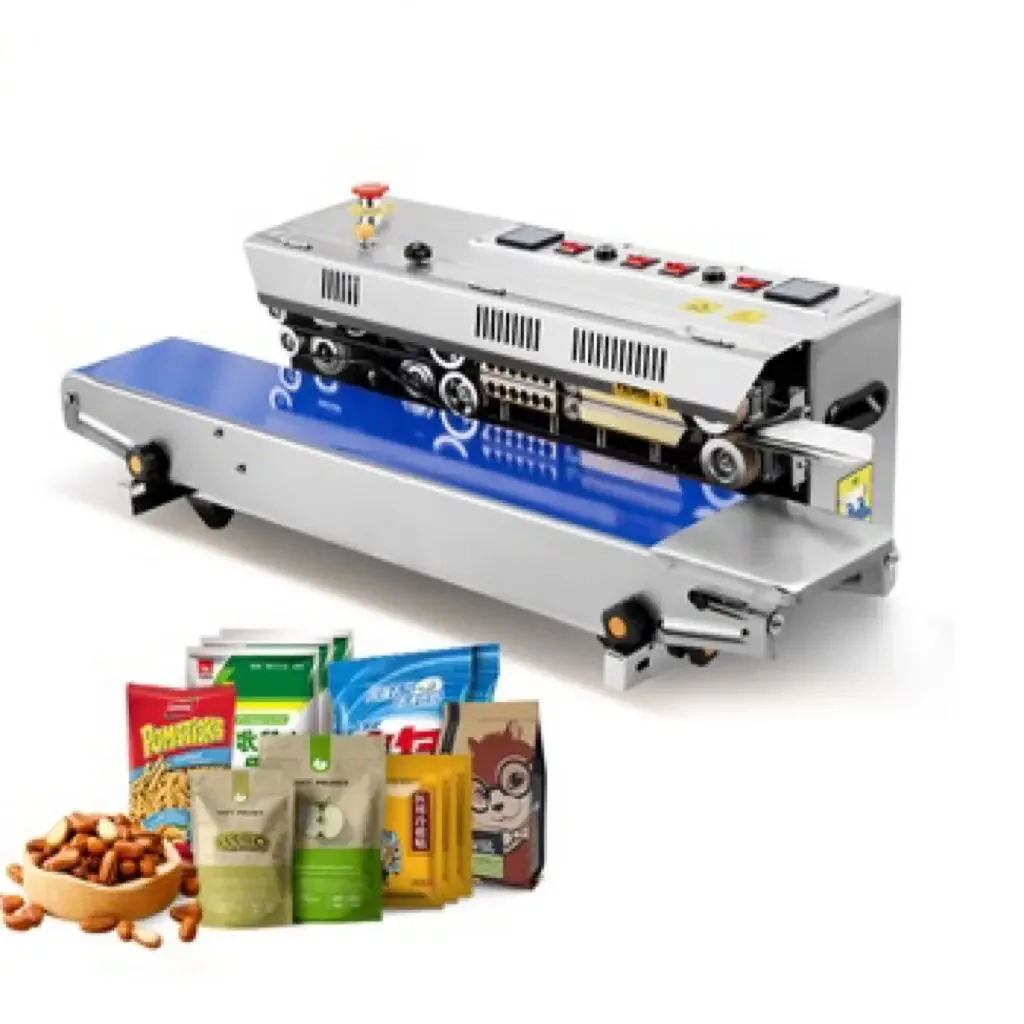 Continuous Sachet Packing Sealer Food Heat Sealing Machine For PP PE Kraft Bag Aluminum Foil Pouch