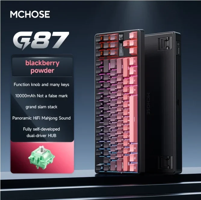 MCHOSE G87 Mechanical Keyboard 3Mode HiFi Dual-Drive Hot Swap Long Battery Life Low Latency Gaming Keyboard Custom PC Accessory