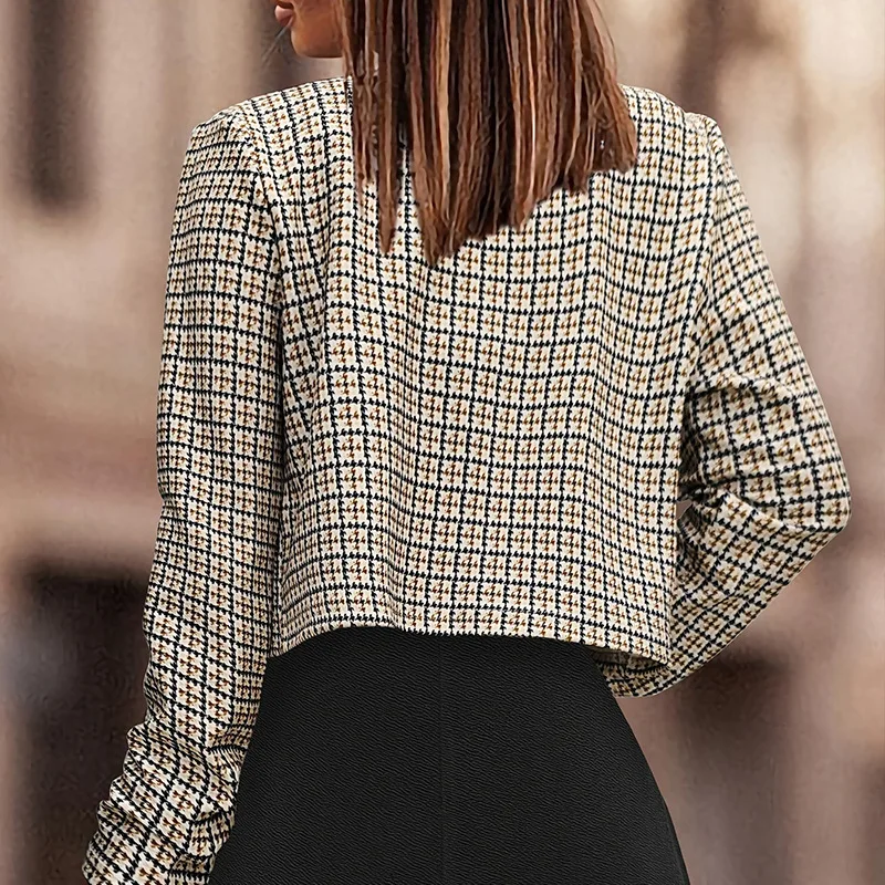 Short jacket women's metal buckle celebrity style slim-fitting long-sleeved jacket