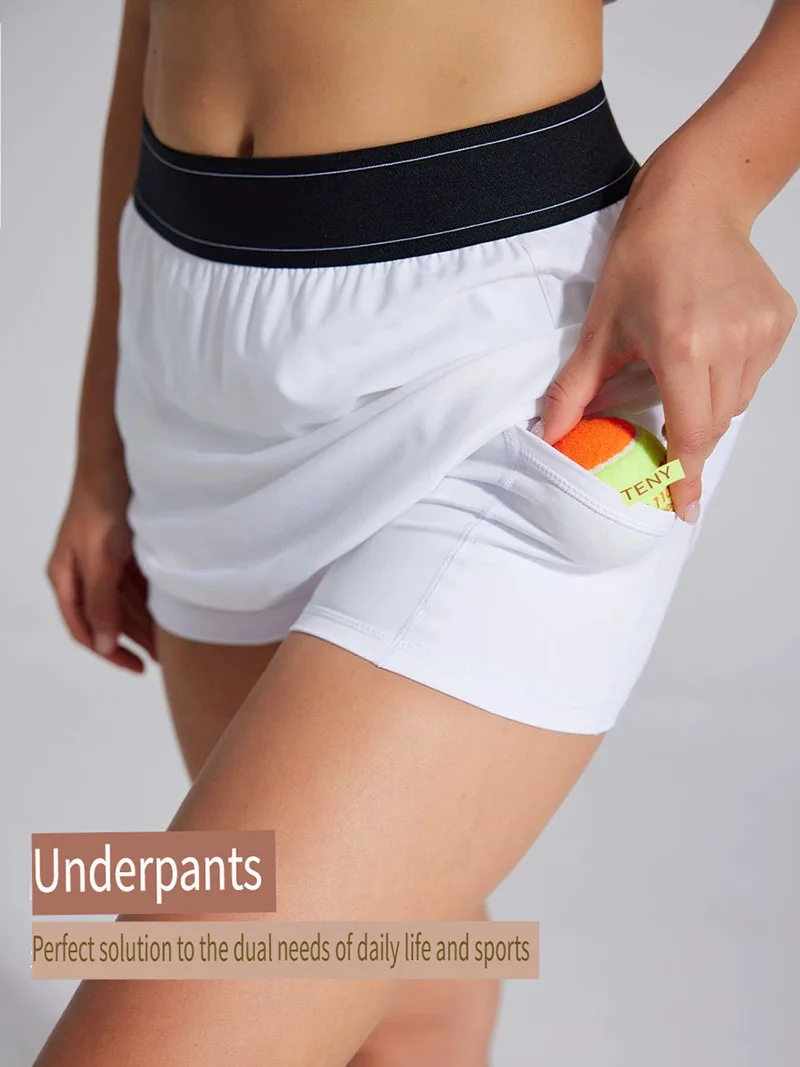 Women's Fake Two Piece Sports Short Skirt Tennis Skirt High Waist Golf Skirt Running Yoga Skirt With Pockets Elegant Dresses