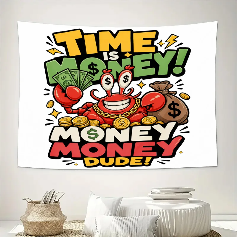 Funny Time Is Money Wall Art Tapestry Canvas Decor Print Pop Culture Finance Dollar Sign Graphic Poster Home Decoration