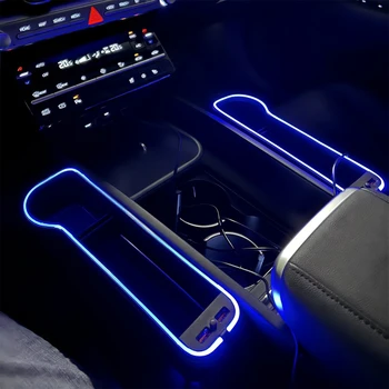 Scatola portaoggetti per fessure per seggiolino auto a LED Organizzatore per auto Portabicchieri per riempimento Gap per sedile con 2 caricabatterie USB Stivaggio Riordino Accessori per auto