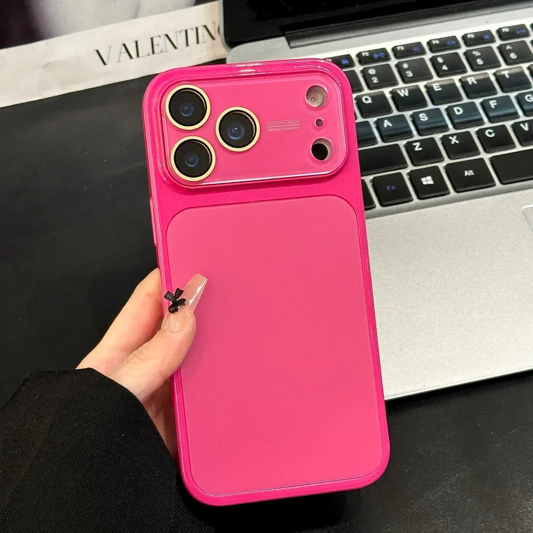 Флуоресцентный глянцевый чехол для телефона из поликарбоната для iPhone 18 17 16 15 14 13 Pro Max с полной защитой камеры и сенсорными кнопками.