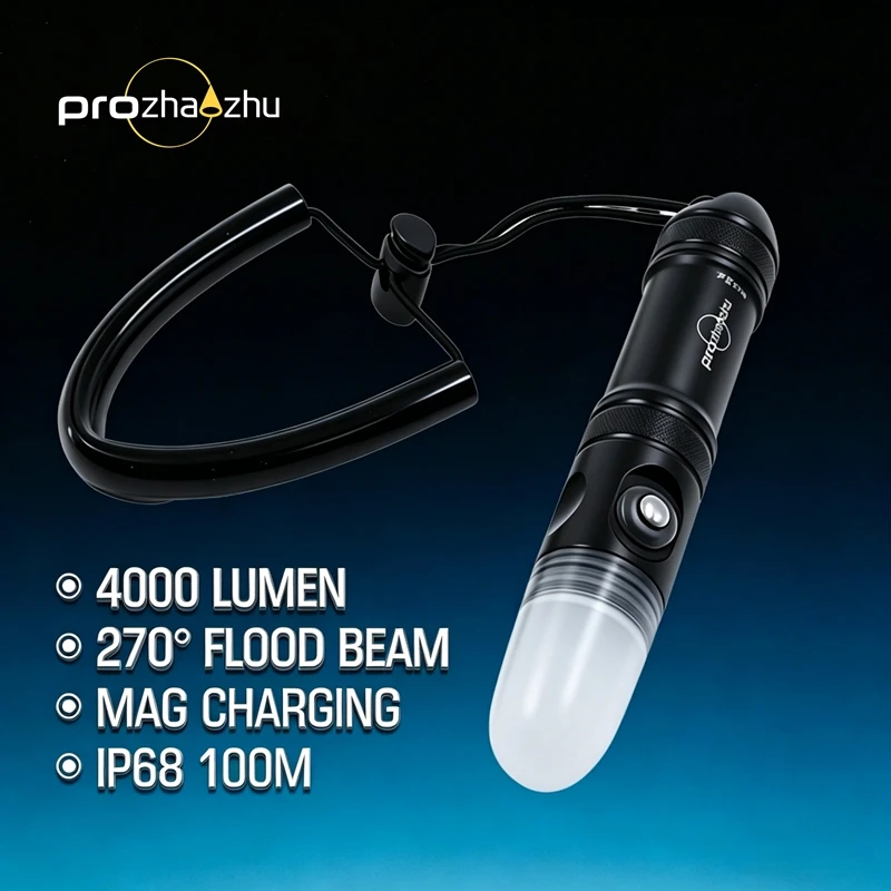 PROZHAOZHU LED Diving Signal Light 4000 Lumen IP68 100M Aluminum