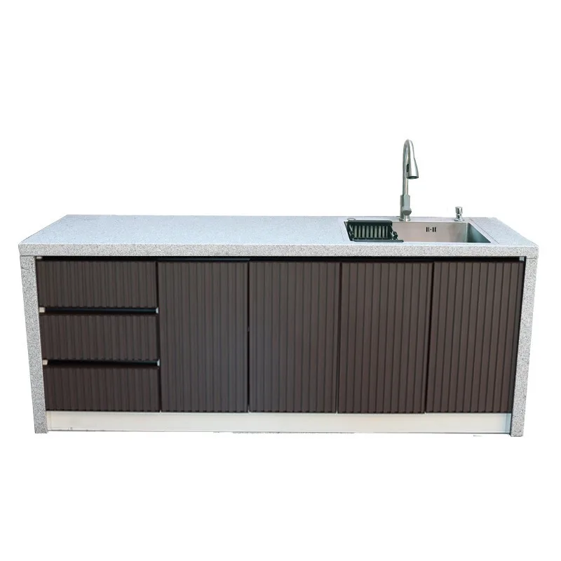 

Outdoor marble console integrated hand basin villa barbecue table vegetable sink