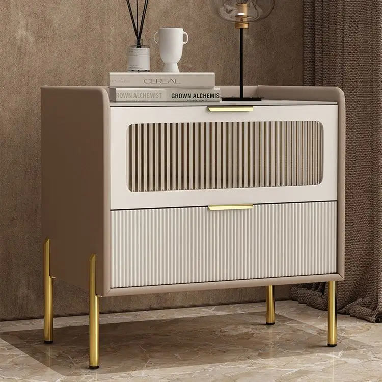 Premium, mesa de cabeceira, moderna, luxo leve, madeira maciça de vento, estilo italiano, simples, armazenamento, ultraestreito