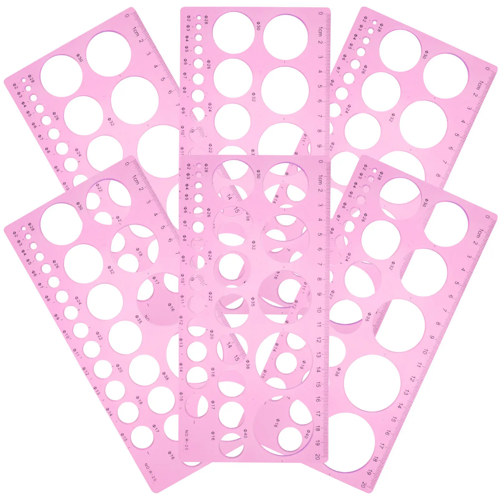 

Набор из 6 пластиковых геометрических трафаретов-линейек для черчения кругов, архитектуры, школьного и художественного дизайна