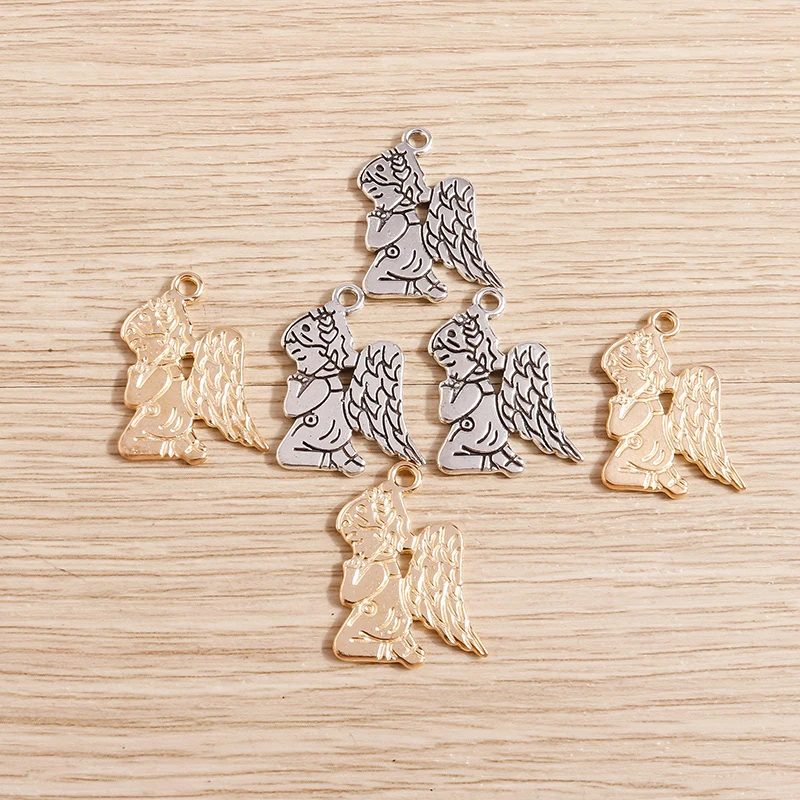 Tusember 20 Stück 17*24mm Niedliche Legierungs-Engel-Anhänger für DIY-Halsketten, Ohrringe, Handgemachter Schmuckherstellung. – Detail 5