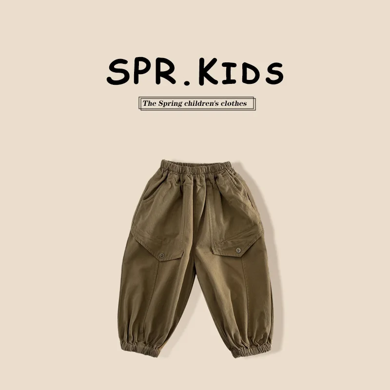 Kid Pant Cotton Children Stylish Bunches Pants 2024 Spring and Autumn Solid Color Pants Baby Korean Fashion Loose Casual Pants