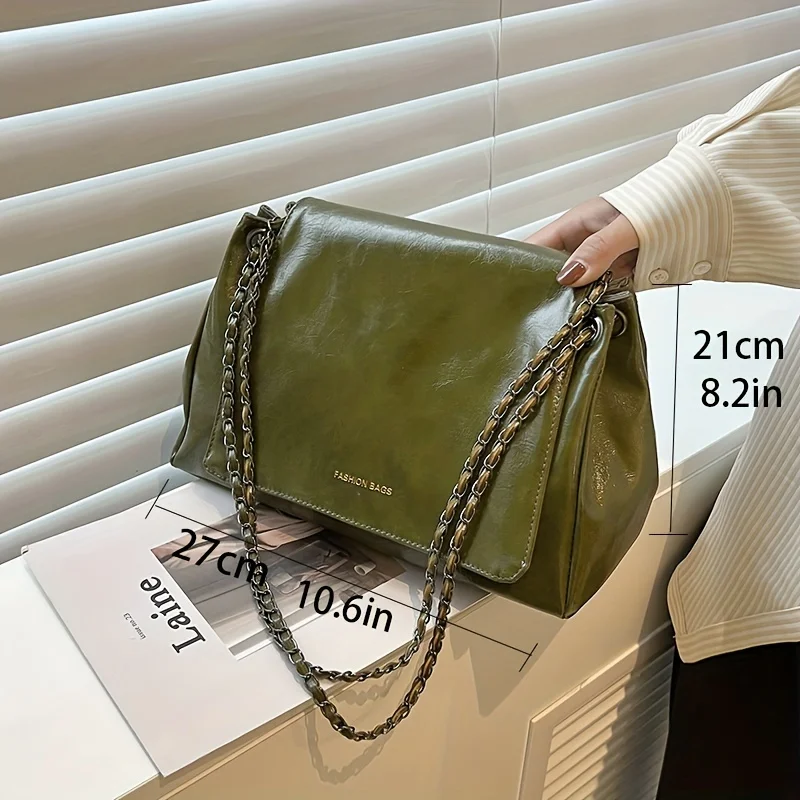 1PC retro bag women\'s large capacity fashionable autumn and winter solid color single shoulder crossbody bag class commuting tot