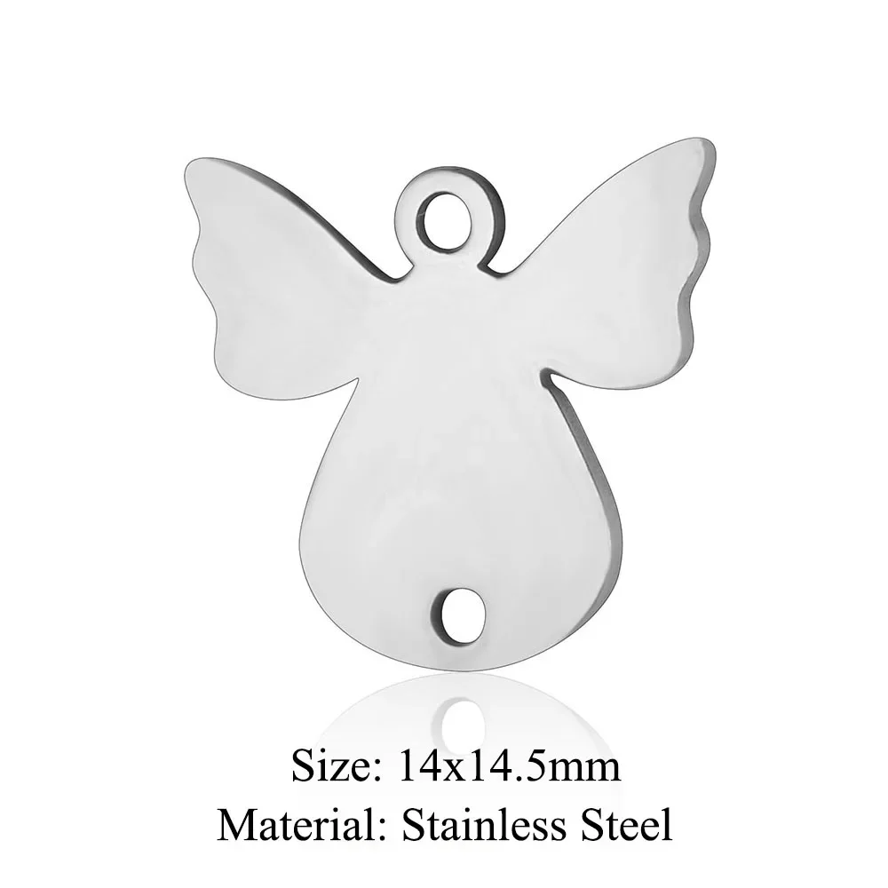 10pcs/lot Stainless Steel Wings Angel DIY Charm Pendant Wholesale Geometry Jewelry Findings Necklace Making Top Quality