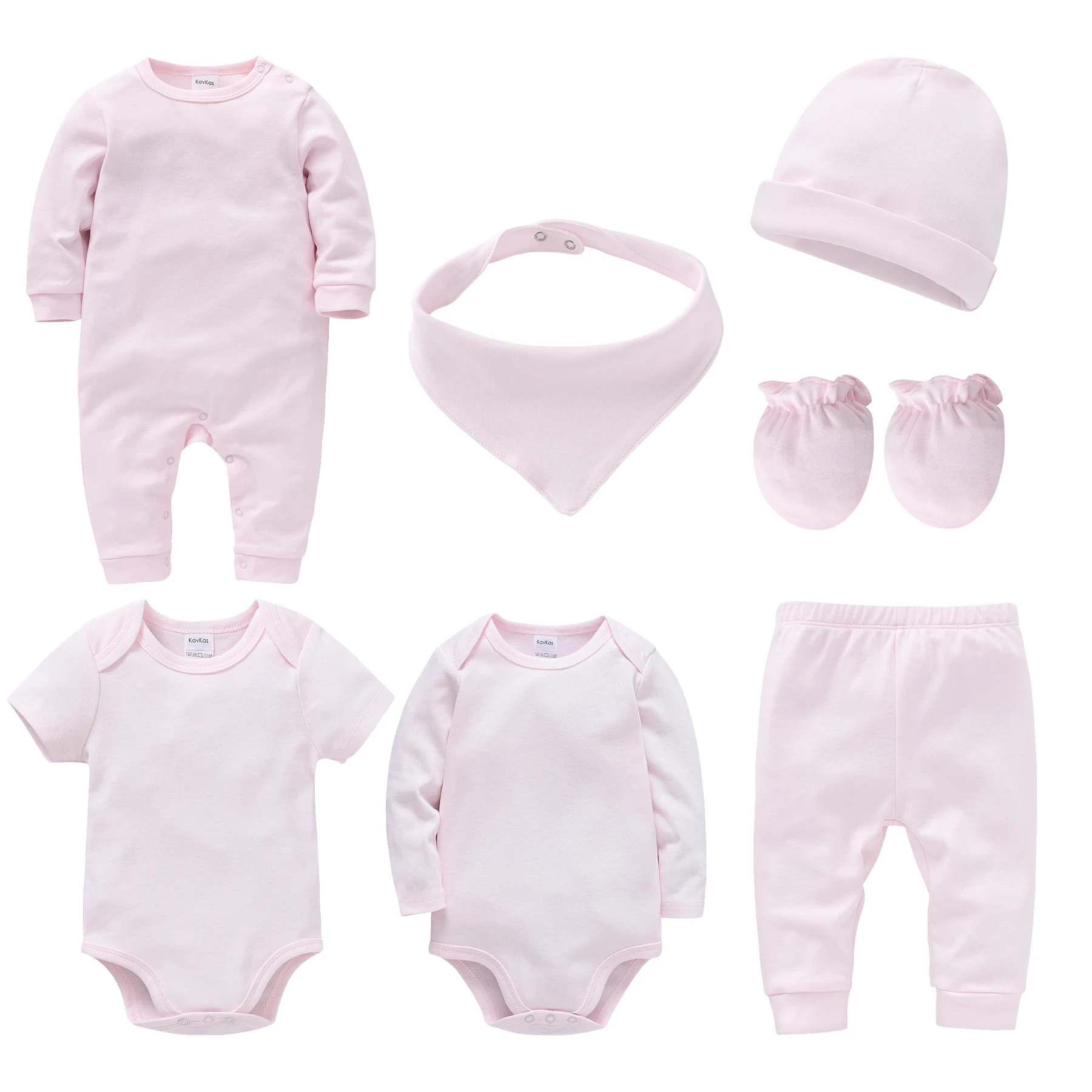 Unisex Baby Clothes Set 7 Pcs/lot Newborn Cotton Rompers Solid Overalls 0-12 Months Infant Clothing