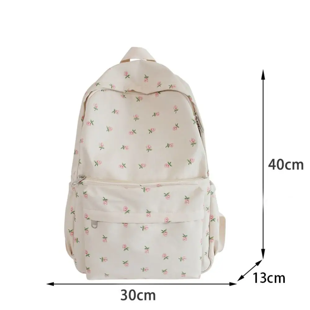 Tas bahu ganda motif bunga, tas punggung nilon wanita, tas bepergian, anti aus, kapasitas besar, ringan, tas ransel siswa sekolah