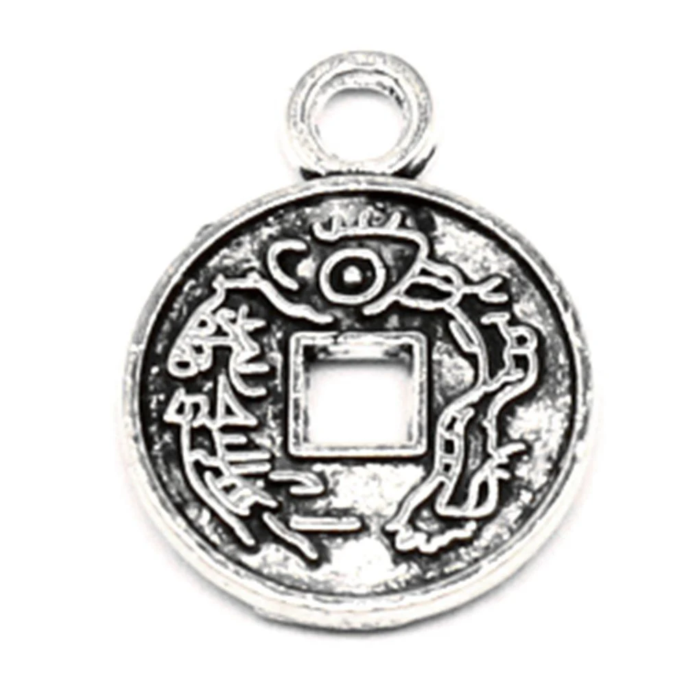 20pcs 13x17mm Copper Coins Charms Pendant For Jewelri Antiqu Jewelleri Antique Silver Color