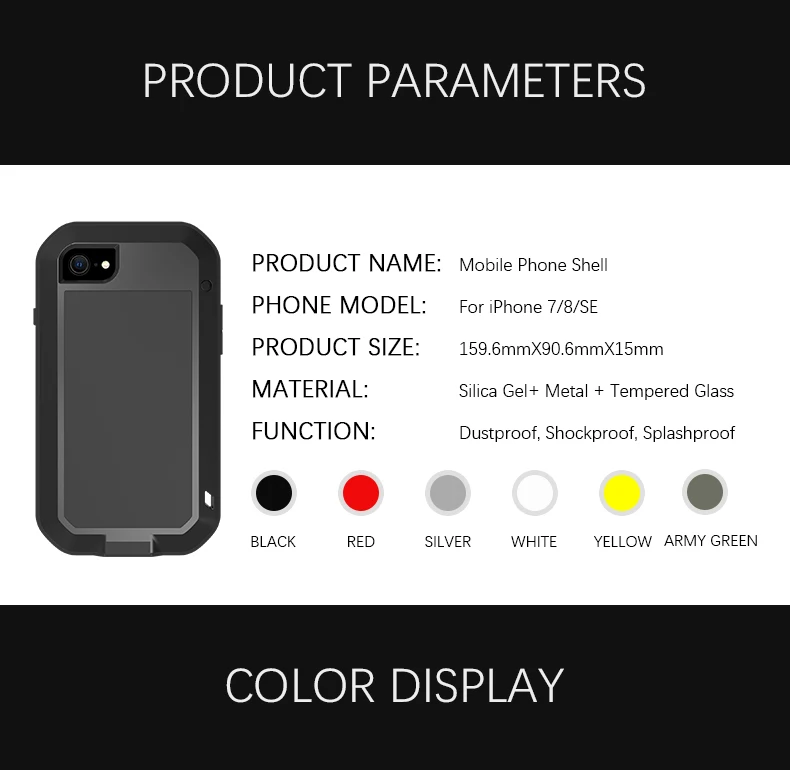 Love Mei For Apple Iphone Se 2020 Metal Aluminum Armor Shockproof Heavy Duty Case Protective Cover+gorilla Glass