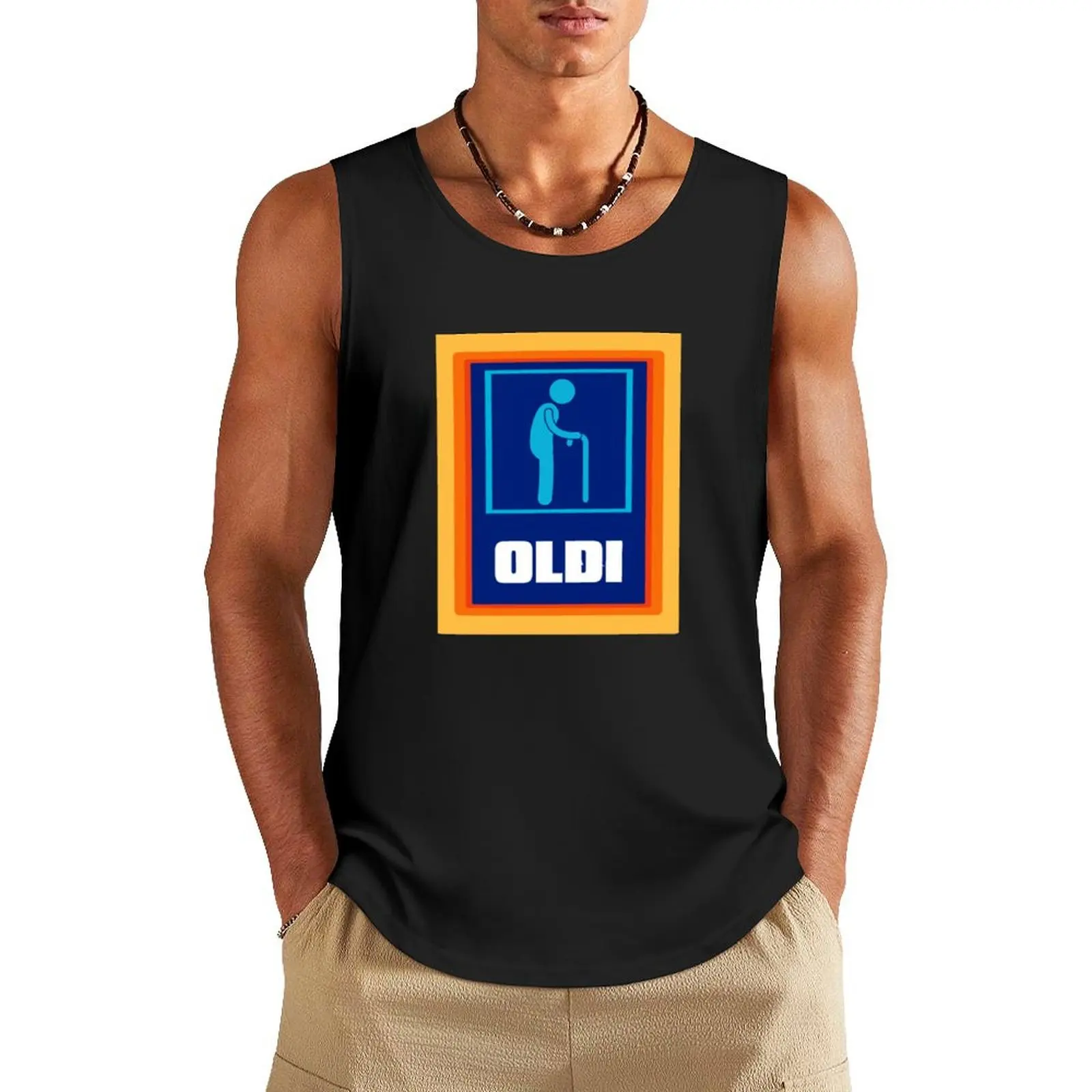 

Funny Fathers Day First Time Grandpa or Granpy Oldi in Retro Colors Tank Top new in tops & t-shirt Man gym clothes men clothing