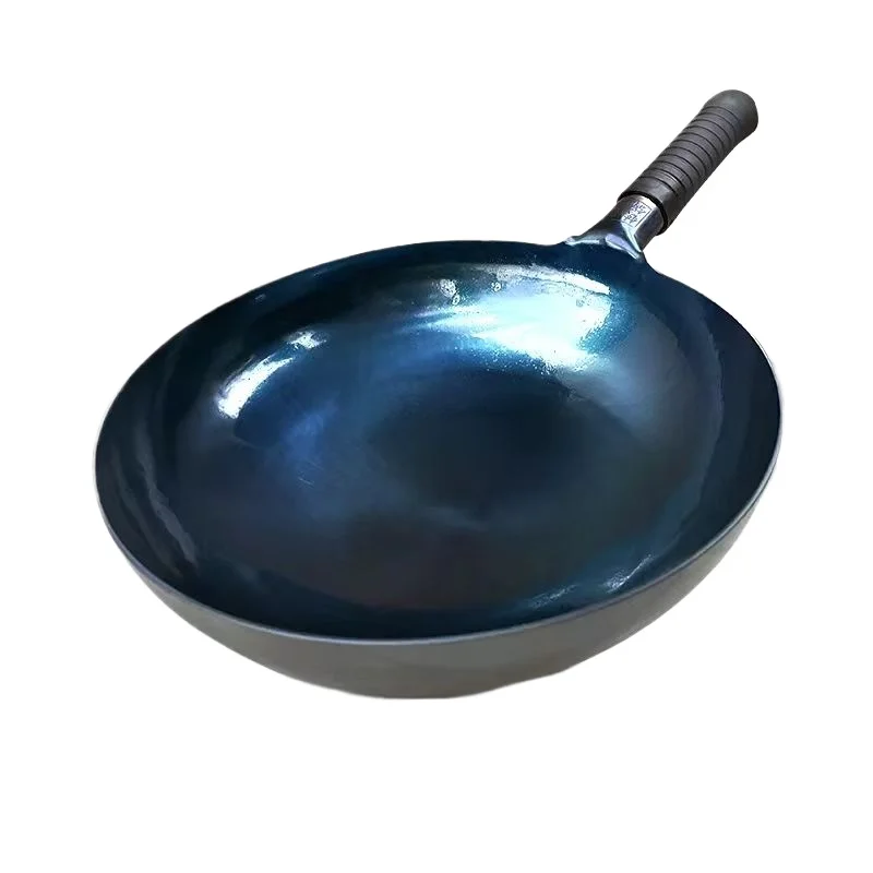 

Chinese Traditional Mirror Iron Wok,30cm Blue Seasoned Wok 2mm Thickness Uncoated Kitchen Cookware Round Bottom Woks