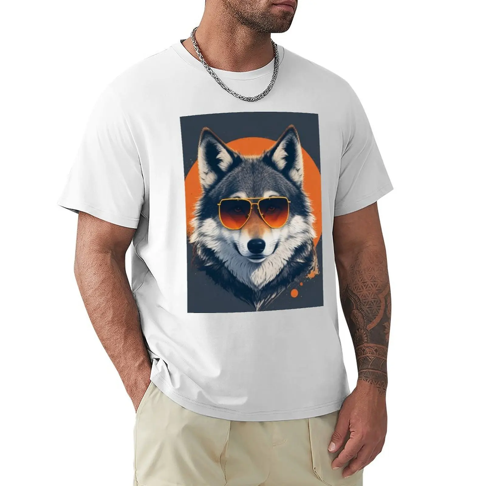 

Wolf in glasses T-shirt vintage clothes customs anime funny t shirts for men