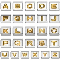 Retro Personalized Module Bracelet A-Z 26 Letters Charm Italian Links Fit 9mm Bracelet Stainless Steel Jewelry Chain DIY Making