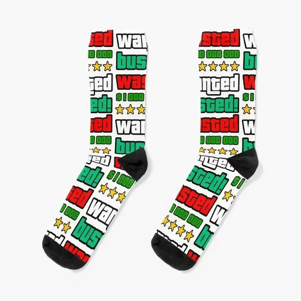 GTA Wanted Busted Wasted Socks shoes sports stockings funny gifts hiphop Women Socks Men's