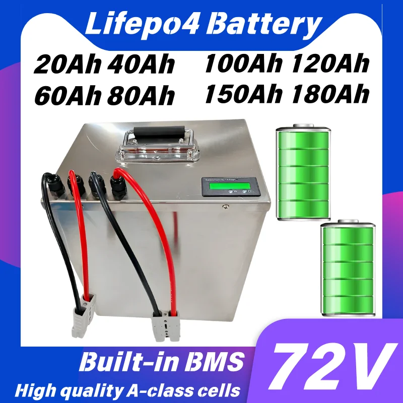 

Lifepo4 Lithium Battery BMS for 72V Electric Vehicle - Inverter EV Scooter Tricycle Caravan Various Ah Sizes 20ah-180ah