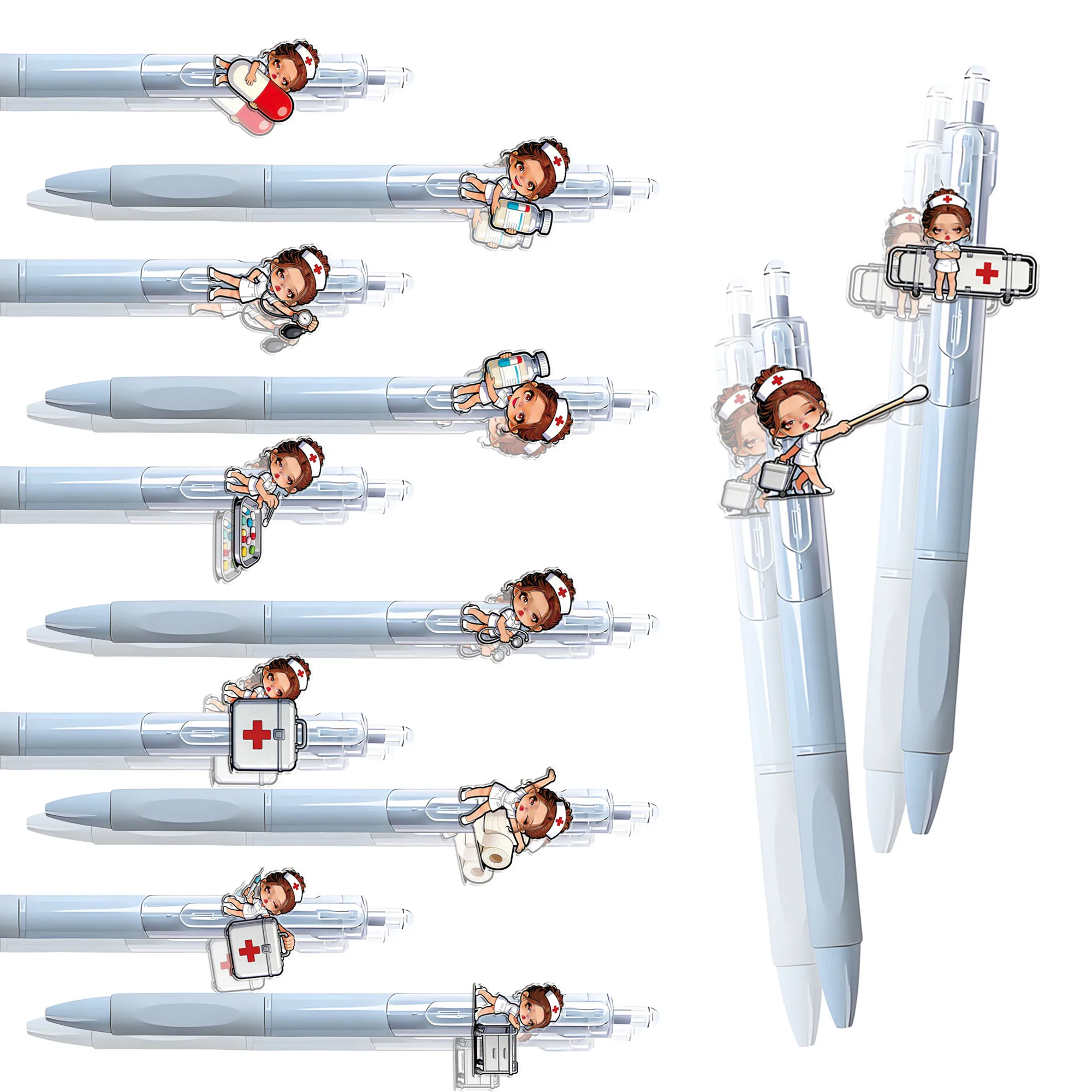 

12pcs/15pcs Nurse themed Press Ballpoint Pen Creative Medical Health Series Gift Pen Student Writing Signature Stationery