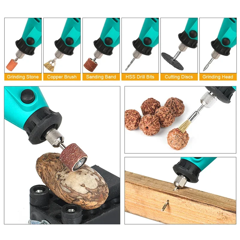 130W Power Electric Mini Drill Engraver Rotary Tool Polishing Grinder 6 Speed Dremel Engraving Pen with Accessories 388PCS/Box